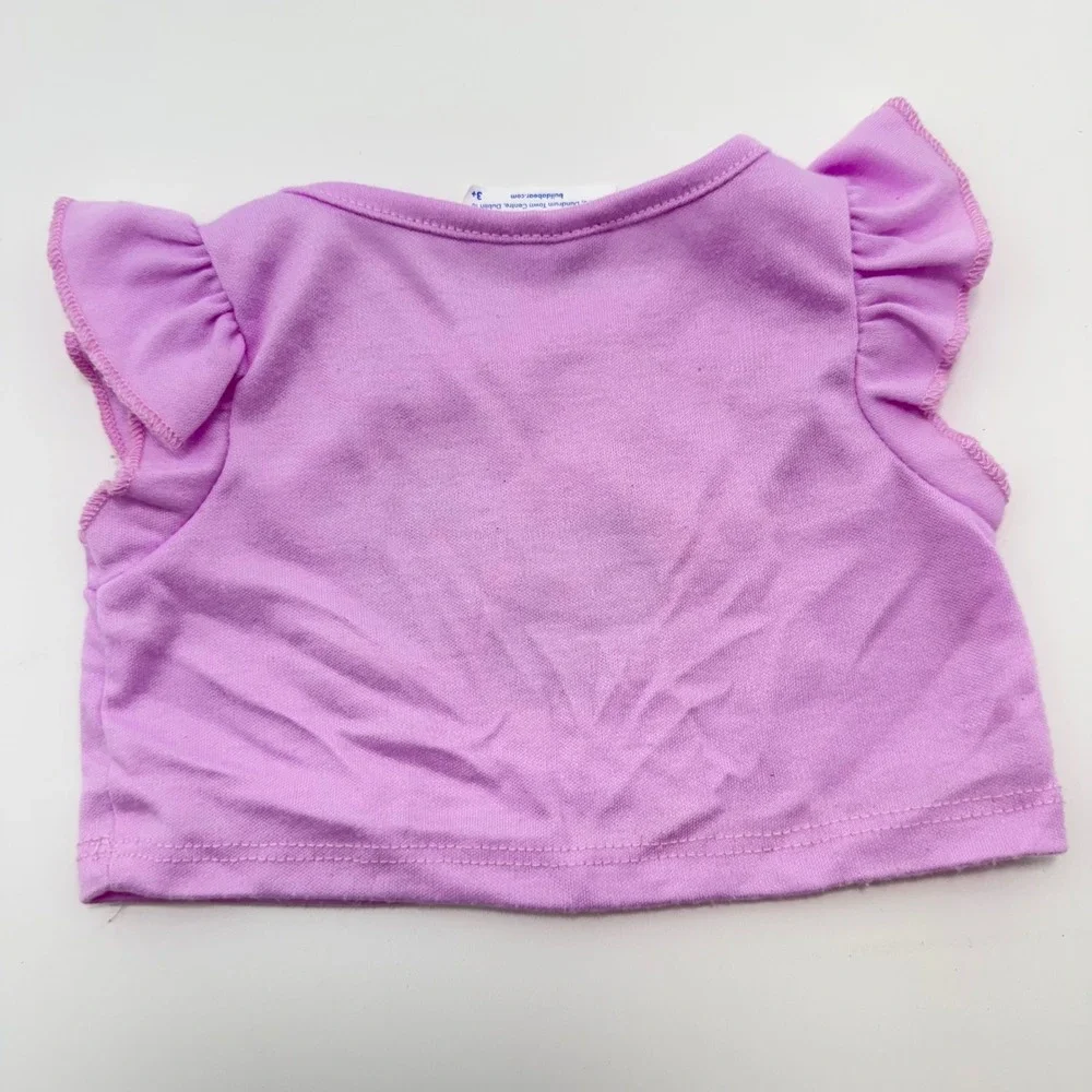 Build‑A‑Bear Purple Butterfly Shirt Plush Doll Clothes Glitter Ruffle Sleeve Top